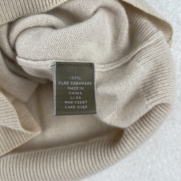 Raffi 100% Pure Cashmere Crewneck Sweater Mens Size L Beige Long Sleeve Luxury - Picture 4 of 11